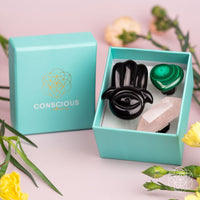 Hamsa Hand of Safe Travels : Kit de voiture en cristal d’aromathérapie