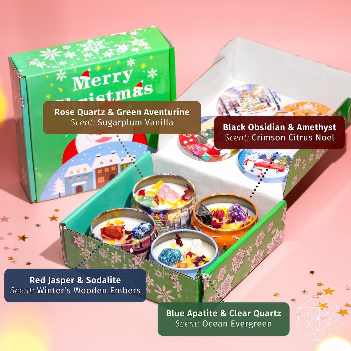 Set de Navidad de vela verde