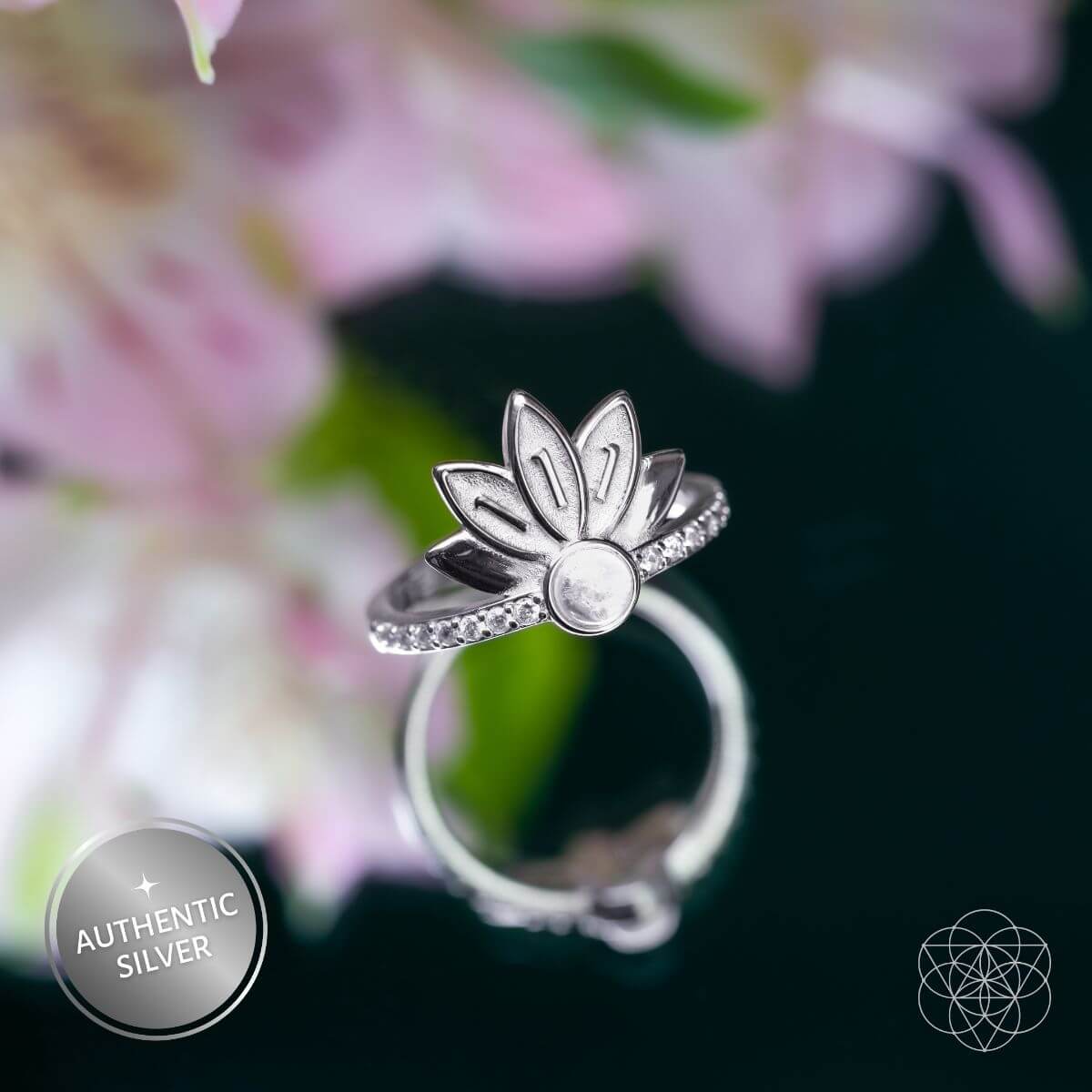 I Am Divinely Guided: 111 Angel Number Silver Lotus Ring