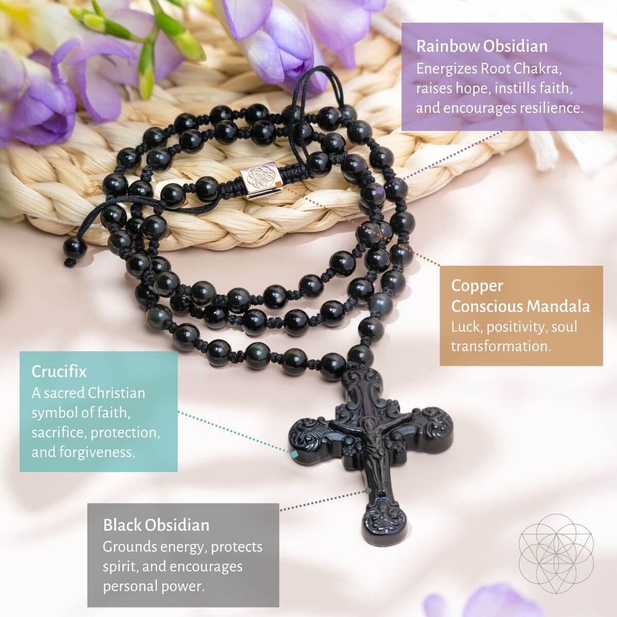 Sacred Armor: Black Obsidian Cross of Faith &amp; Protection