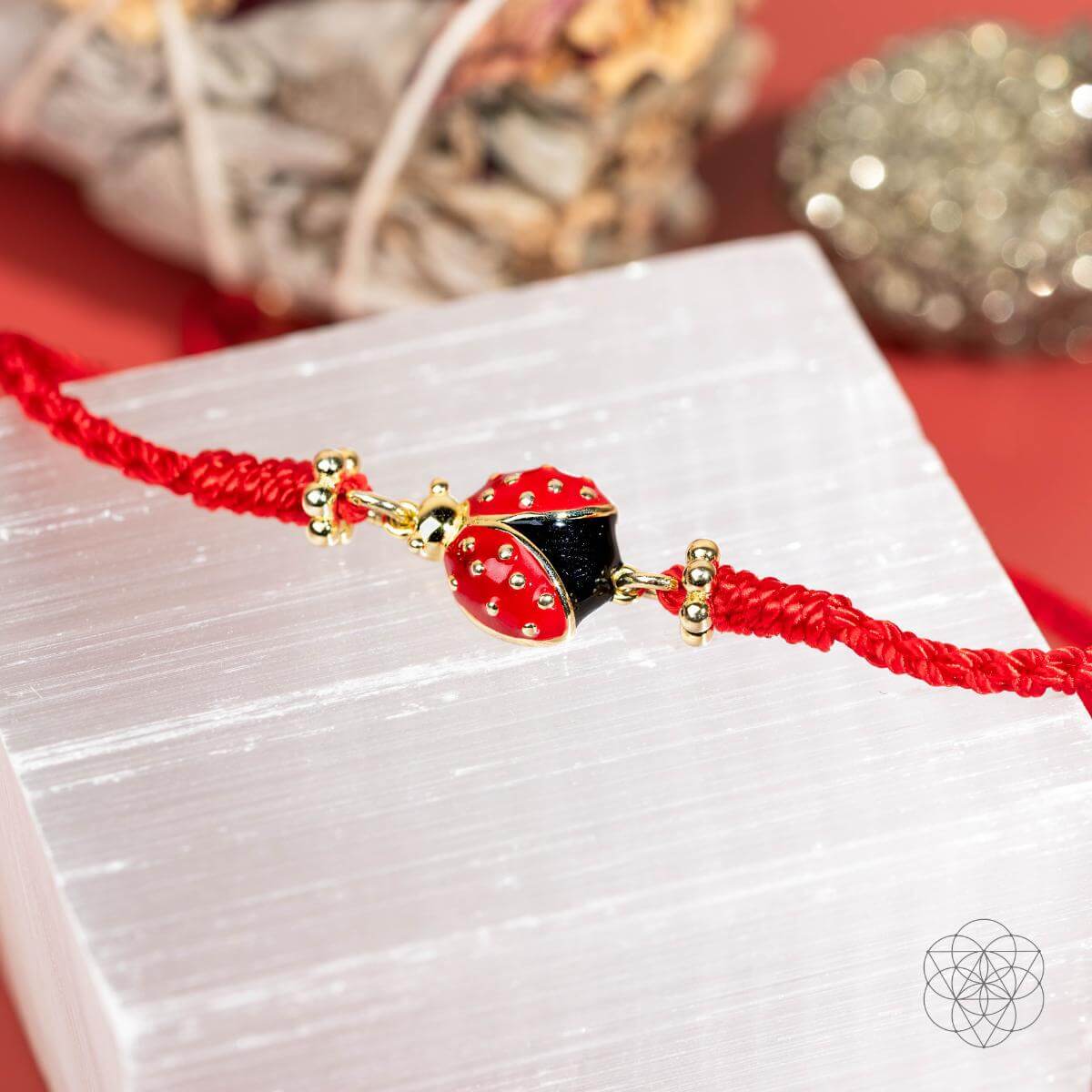 Lucky Ladybug - Four-Strand Red String Bracelet