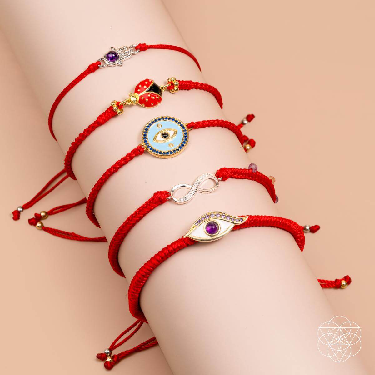 Eye of Spiritual Protection - Four-Strand Red String Bracelet