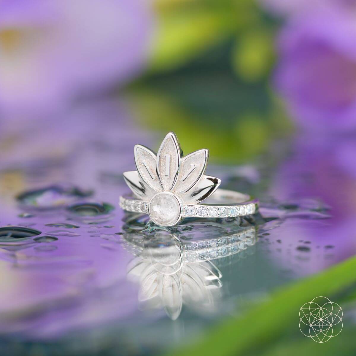 I Am Divinely Guided: 111 Angel Number Silver Lotus Ring