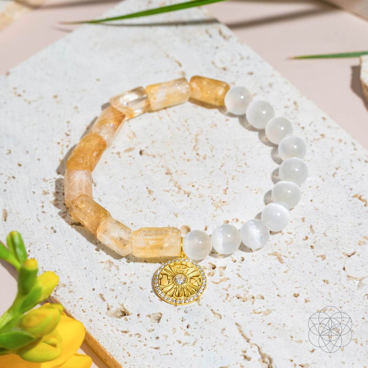 Quartet of Luck - Citrine &amp; Selenite Bracelet of Serendipity