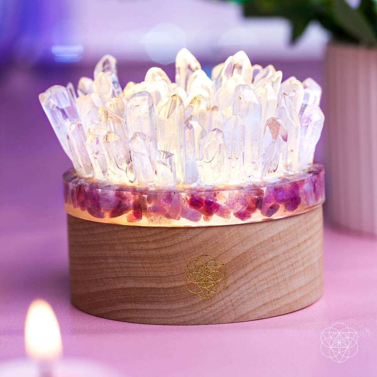 Find My Peace - Quartz &amp; Tourmaline Lamp of Blooming Tranquility