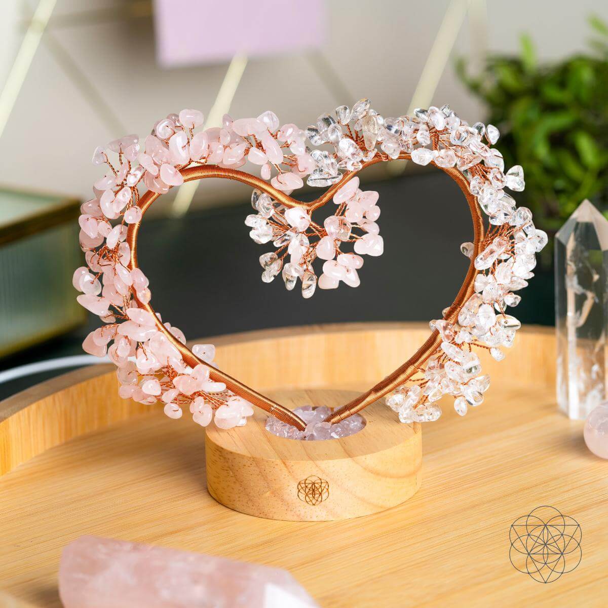 Mend My Broken Heart - Rose &amp; Clear Quartz Tree Lamp