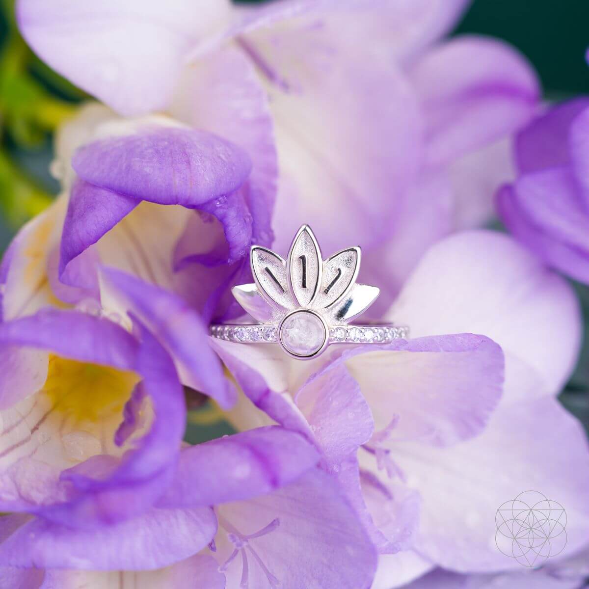 I Am Divinely Guided: 111 Angel Number Silver Lotus Ring