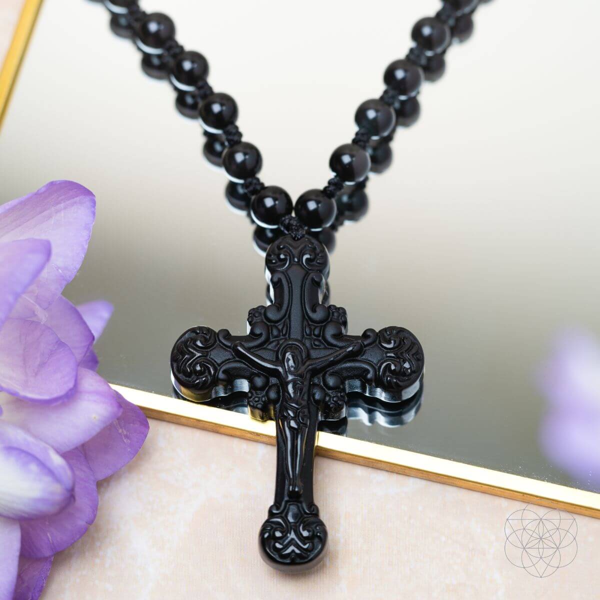 Sacred Armor: Black Obsidian Cross of Faith &amp; Protection