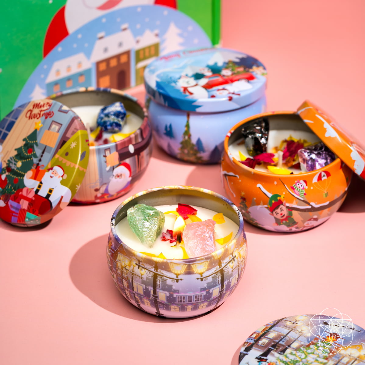 Set de Navidad de vela verde