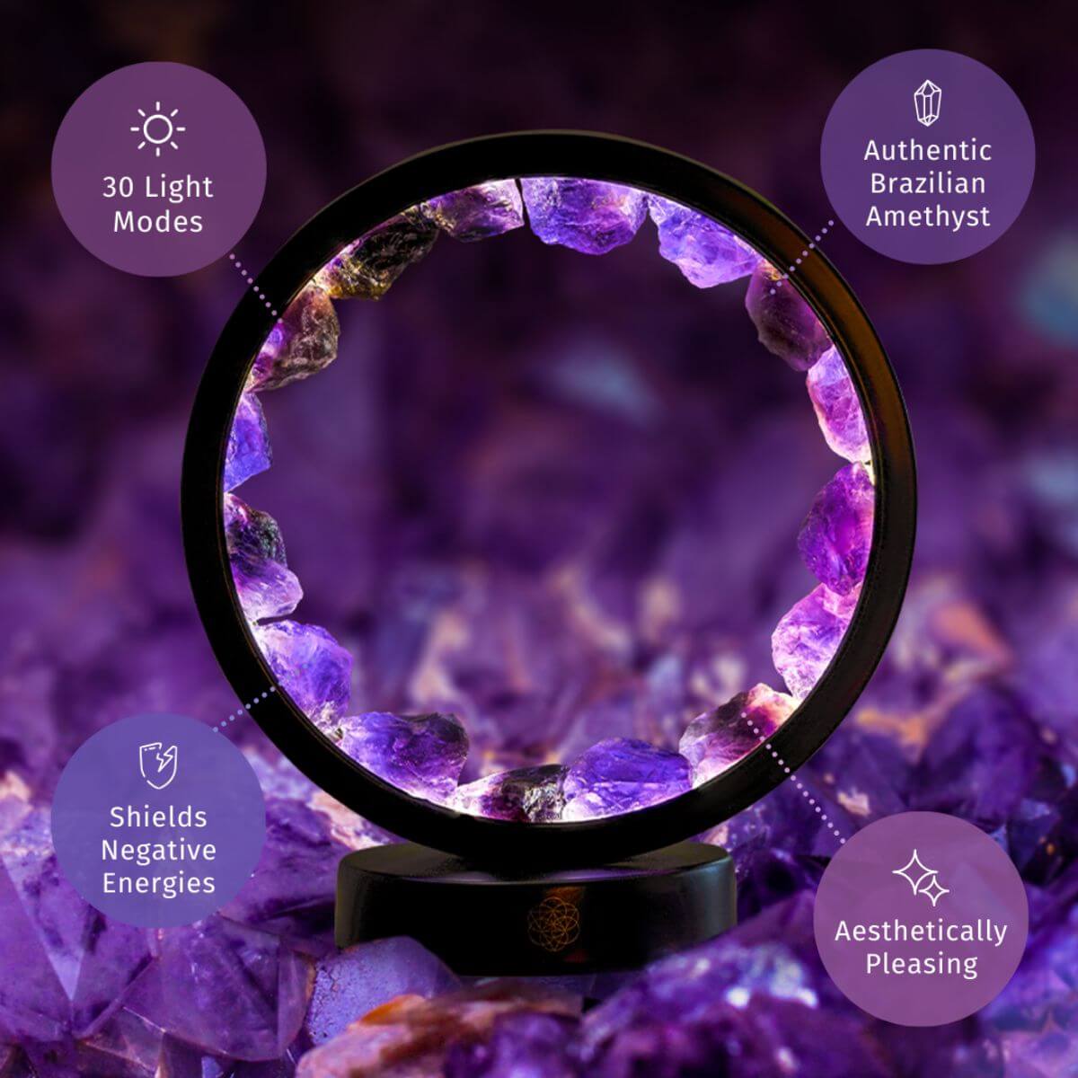 I Am At Peace - Spiritual Protection Amethyst Lamp