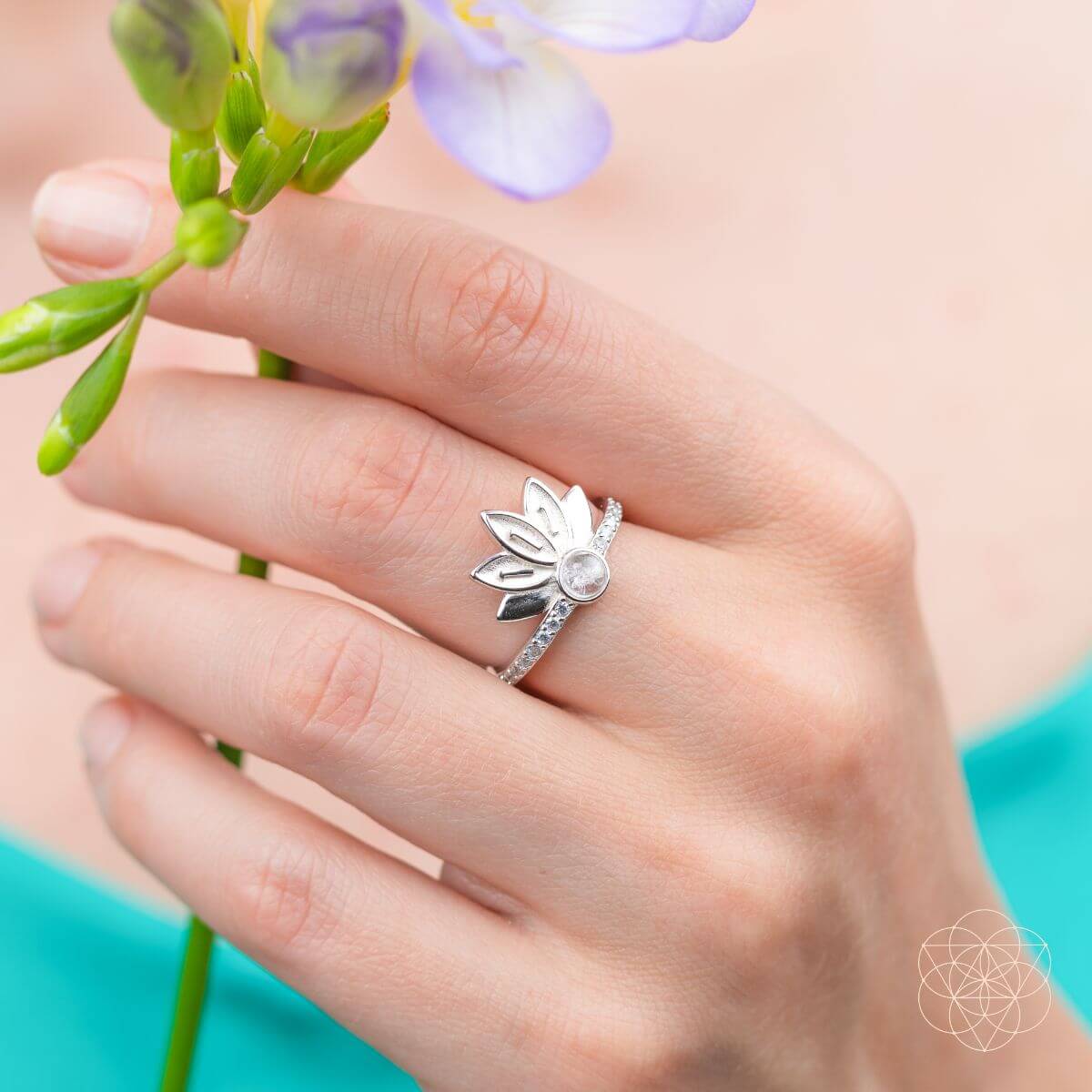 I Am Divinely Guided: 111 Angel Number Silver Lotus Ring - Conscious Items