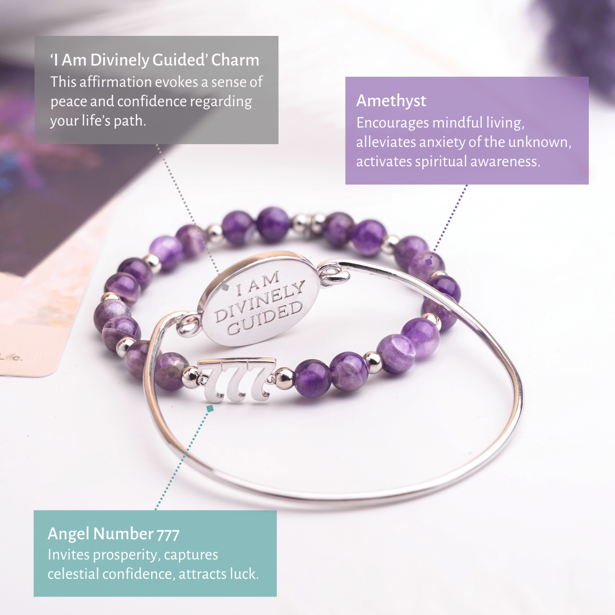 I Am Fortunate - 777 Lucky Amethyst Bracelet Set - Conscious Items