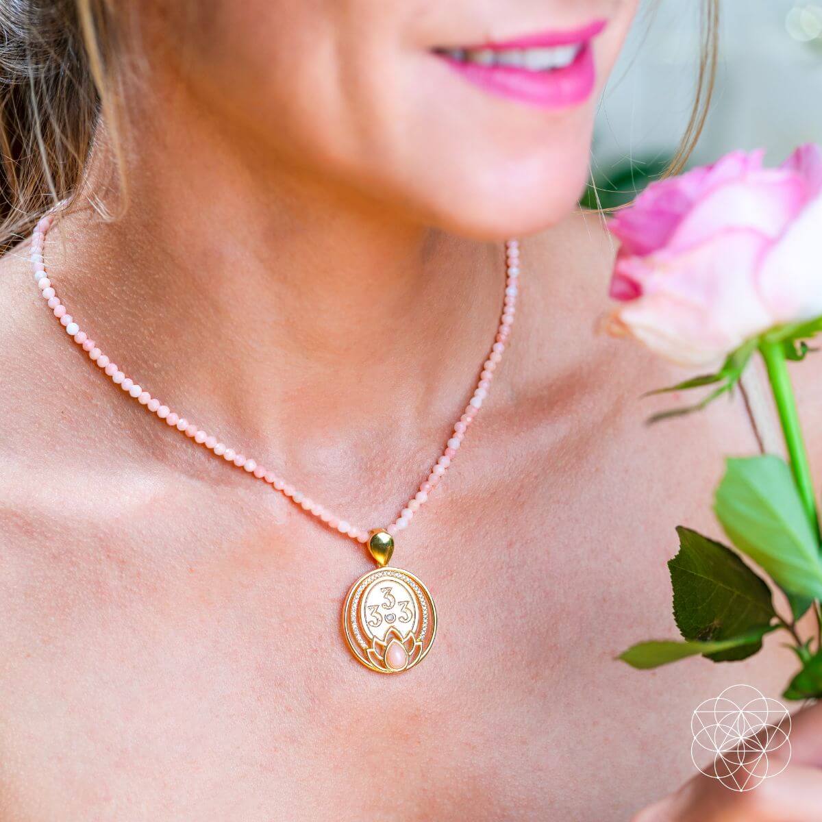 I Am Love - 333 Pink Opal Silver Necklace of True Love - Conscious Items