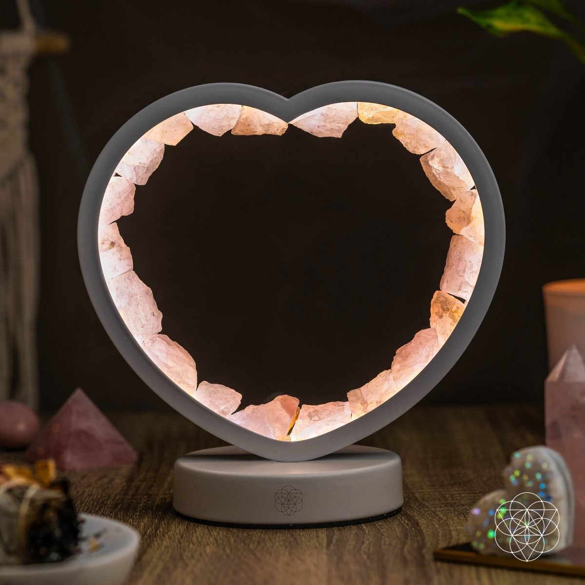 Love Magnet - Rose Quartz Heart Lamp - Conscious Items