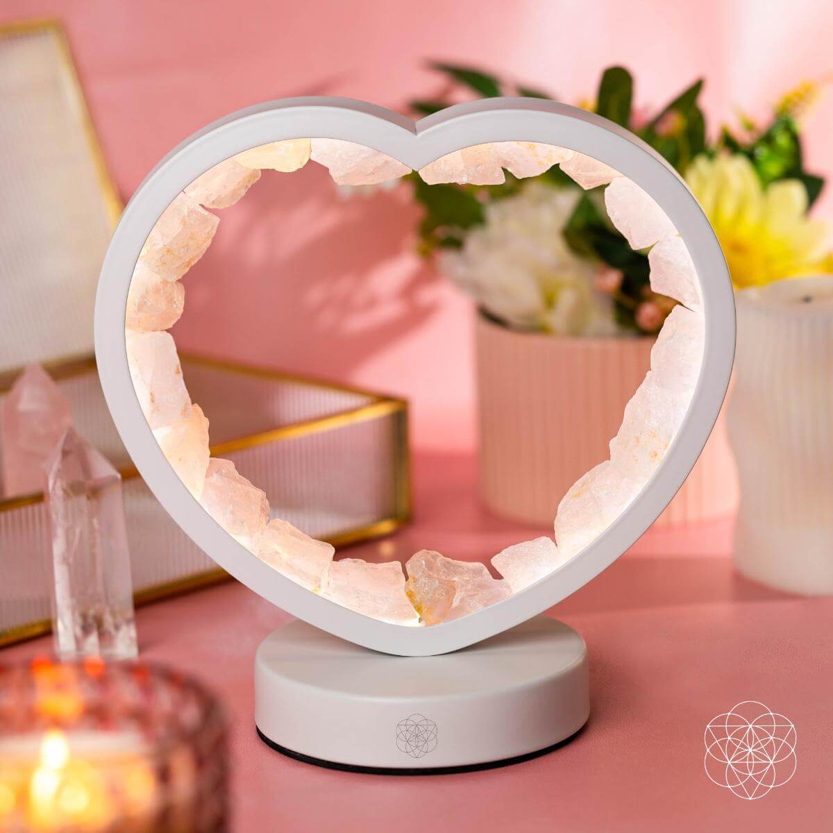 Love Magnet - Rose Quartz Heart Lamp - Conscious Items