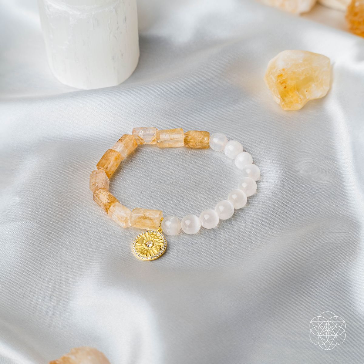 Quartet of Luck - Citrine & Selenite Bracelet of Serendipity - Conscious Items