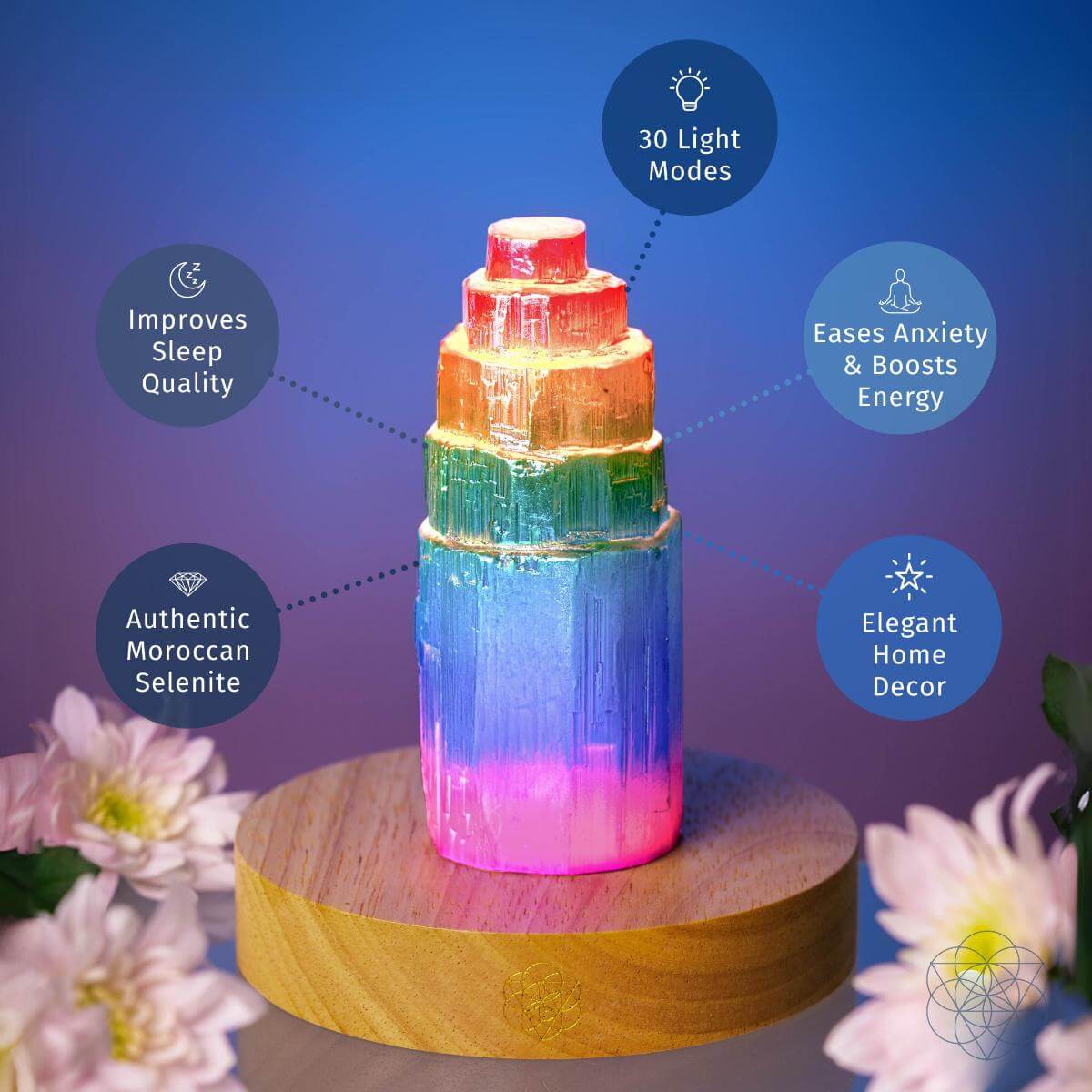 Rainbow’s Blessing - Selenite Tower of Peace & Protection - Conscious Items