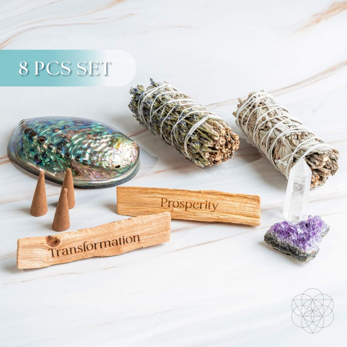 Attract Abundance - Premium Manifestation Smudge Kit (8 Pieces) - Conscious Items