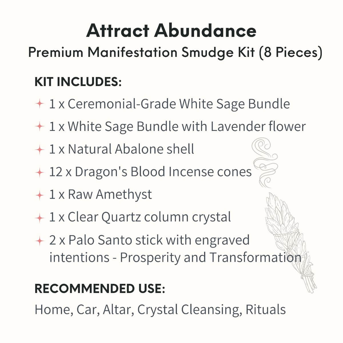 Attract Abundance - Premium Manifestation Smudge Kit (8 Pieces) - Conscious Items