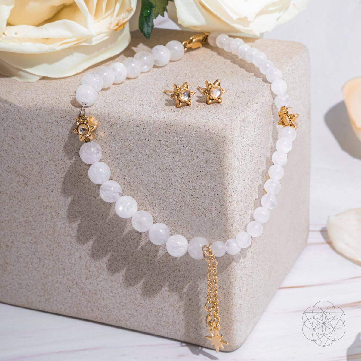 Divine Intuition - Moonstone Anklet and Earrings Set - Conscious Items