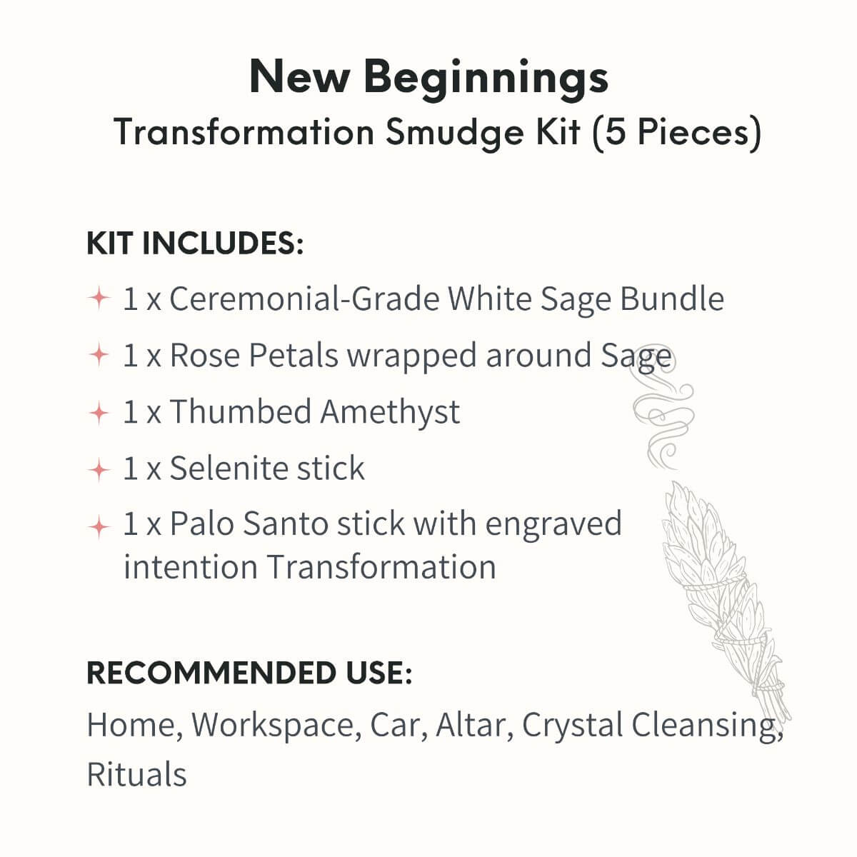 New Beginnings - Transformation Smudge Kit (5 Pieces) - Conscious Items