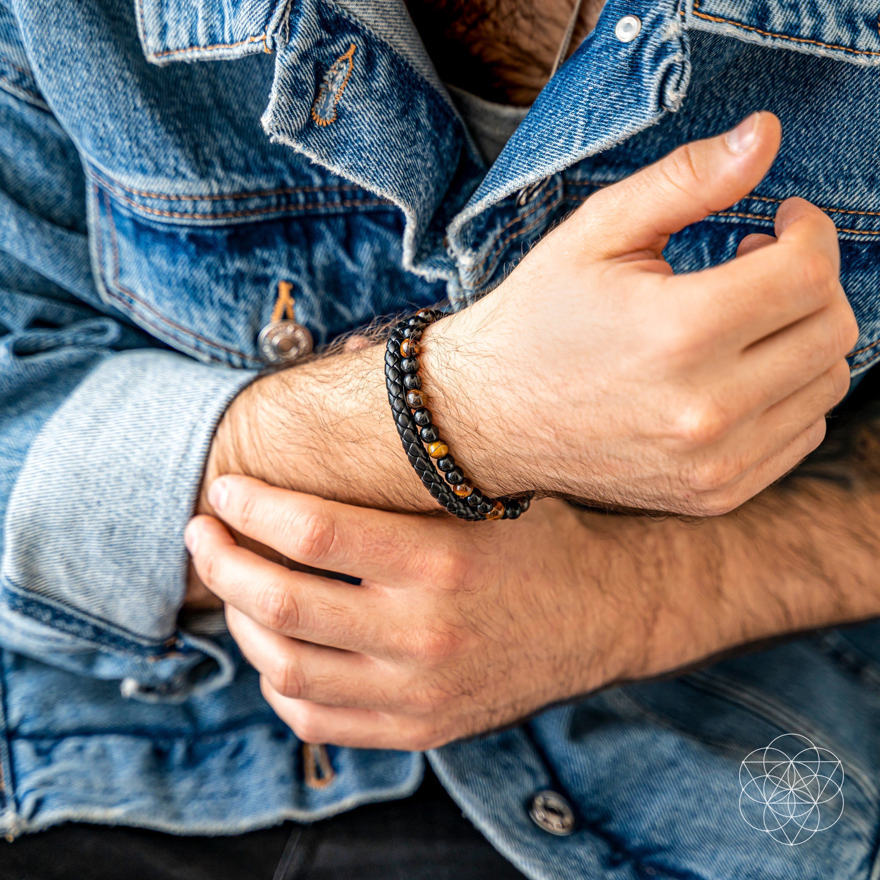 black crystal bracelets for men