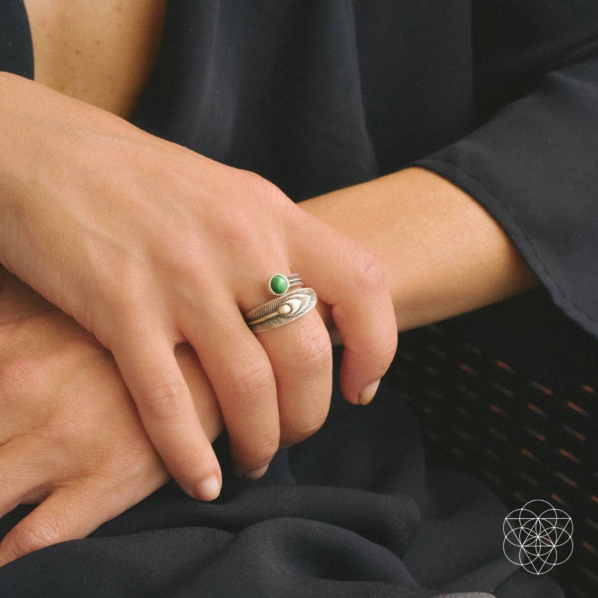 malachite crystal rings