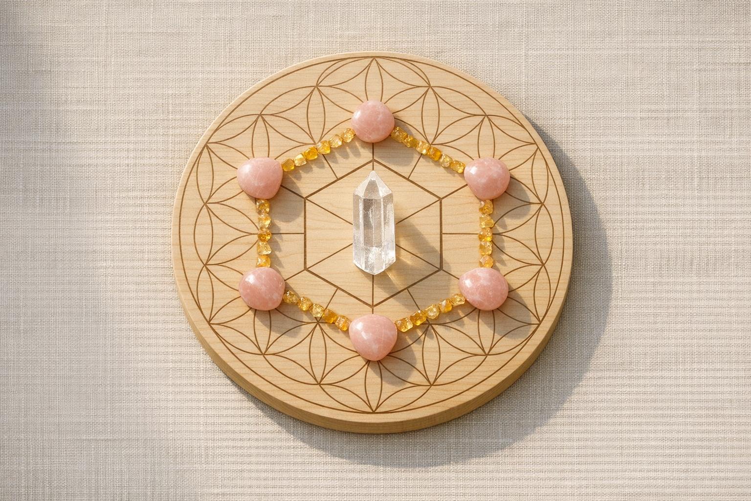 Sacred Geometry in Hexagonal Crystal Grids