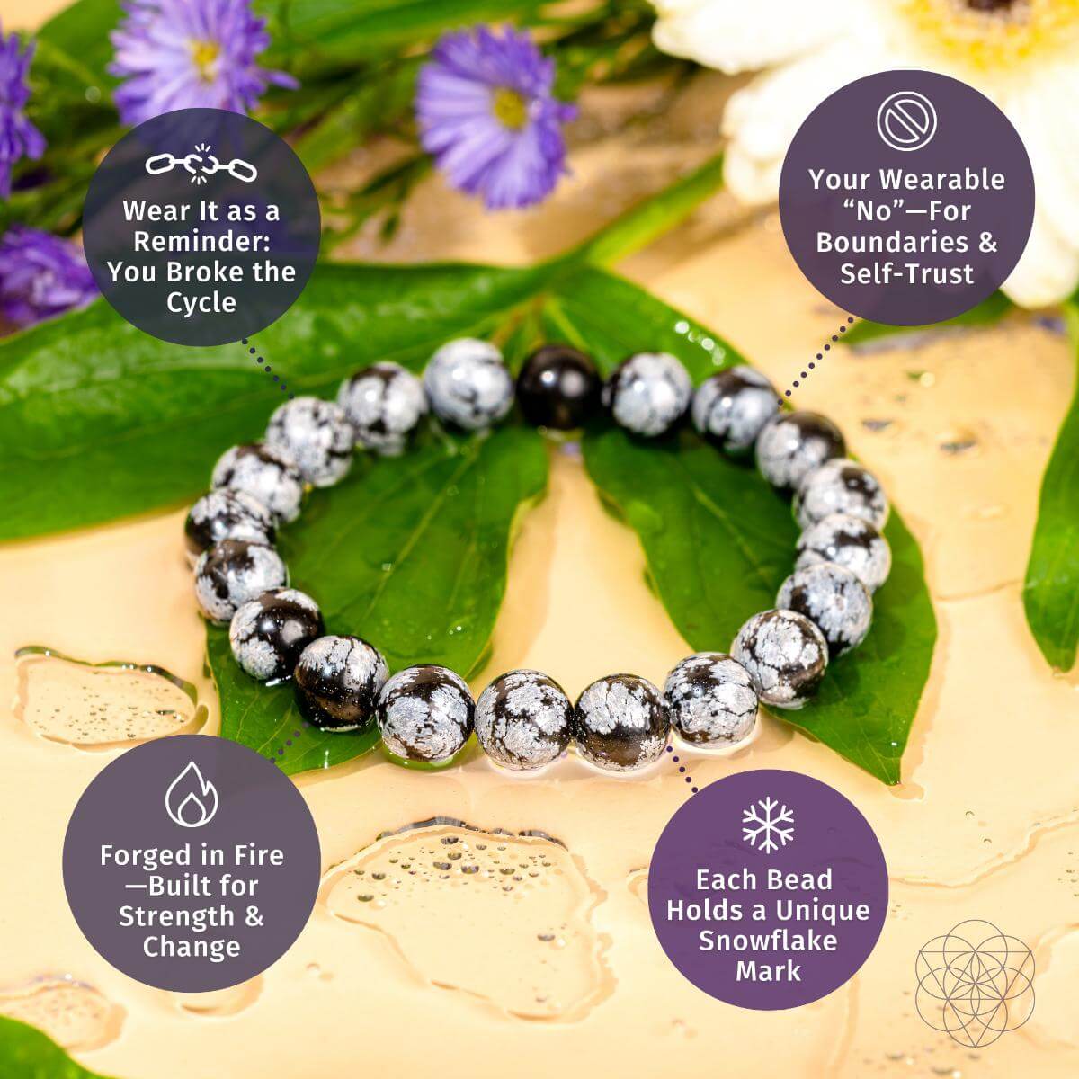 CI600 Snowflake Obsidian Armband