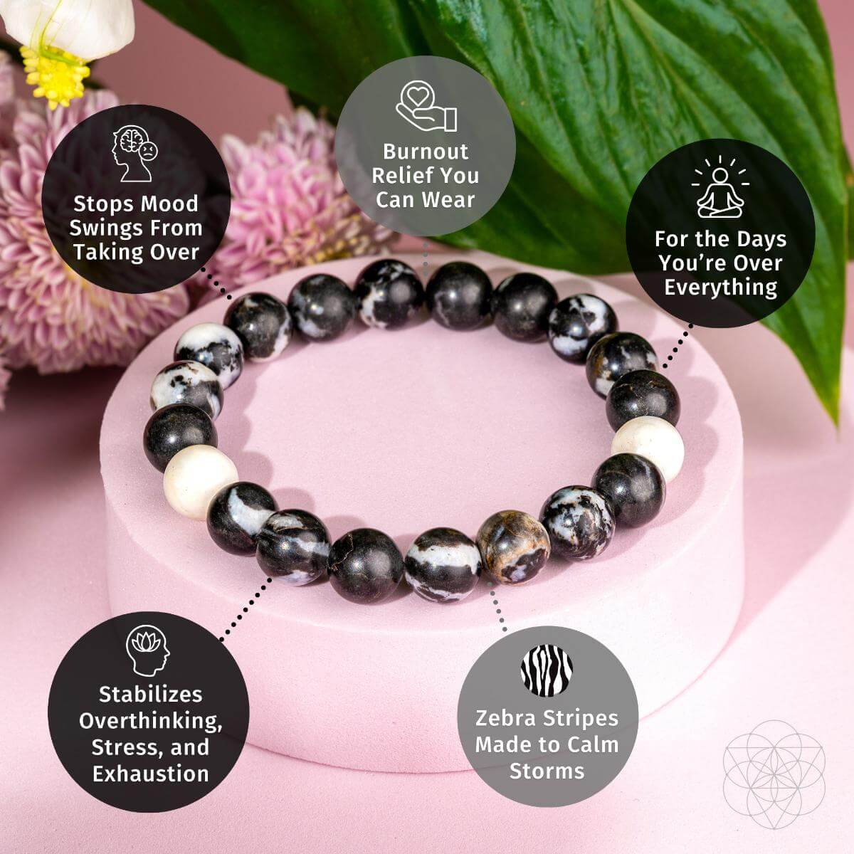 Bracelet jaspe zébré CI602