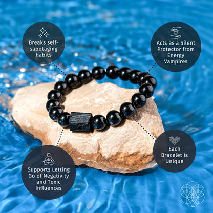 Habit Breaker - Black Obsidian &amp; Tourmaline Bracelet