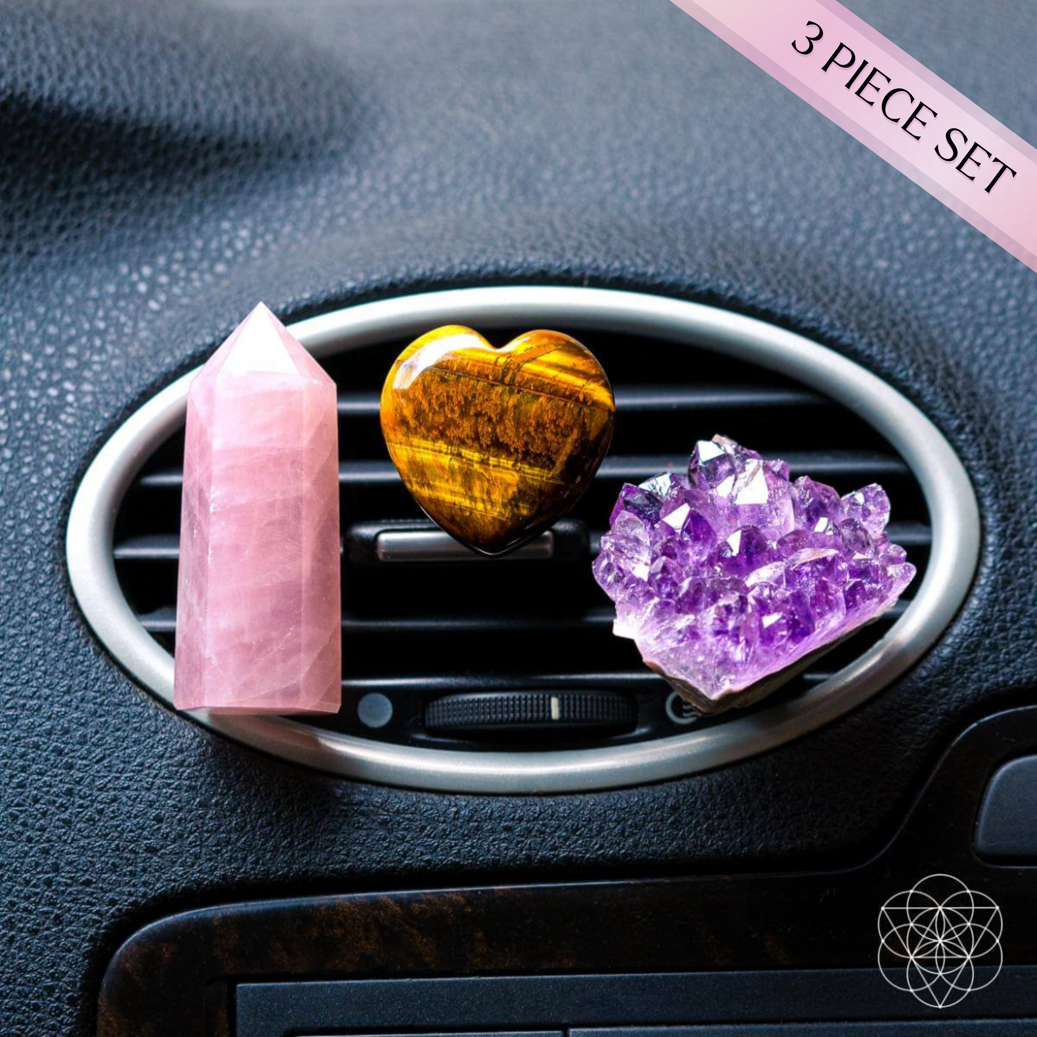 CI586 New Car Set (Amethyst, Tigers Auge und Rosenquarz)