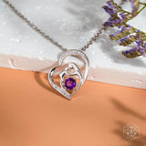 Thumbnail for Unbreakable Bond - Mother & Child Crystal Heart Pendant with Amethyst