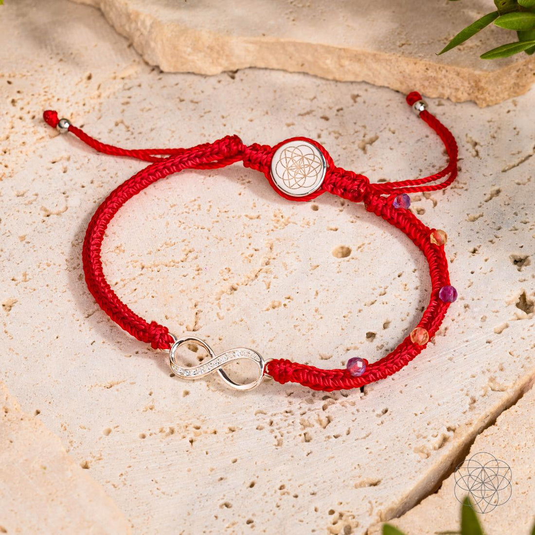Prosperidade infinita - pulseira de cordas vermelhas de oito fios