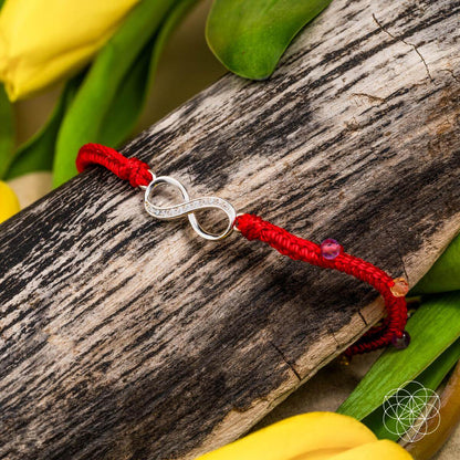 Prosperidade infinita - pulseira de cordas vermelhas de oito fios
