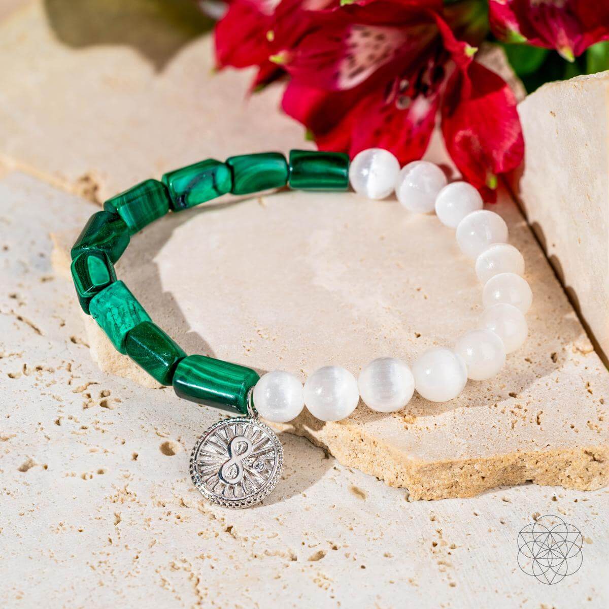 Bracelet de éxito de Malachite y Selenite