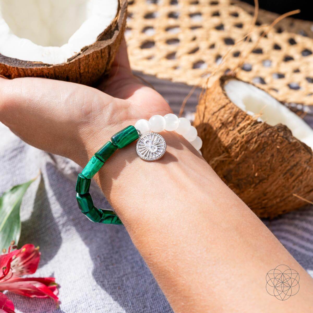 Bracelet de éxito de Malachite y Selenite