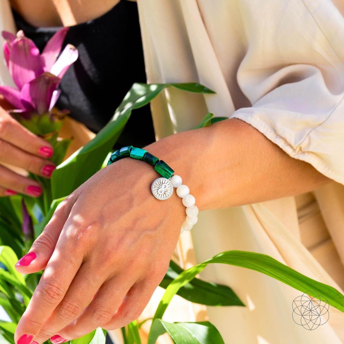 Bracelet de éxito de Malachite y Selenite