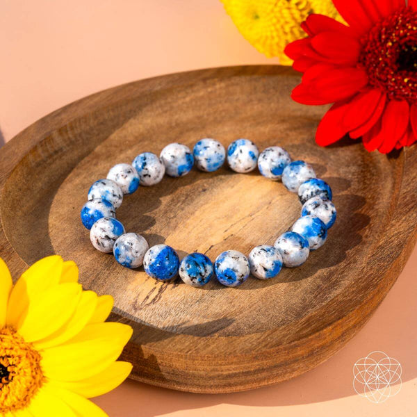Rare K2 Stone Bracelet of Spiritual Adventure K2 Jasper Granite Azurite Crystal Bracelet by Conscious Items