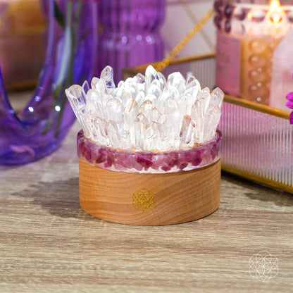 Find My Peace - Quartz &amp; Tourmaline Lamp of Blooming Tranquility