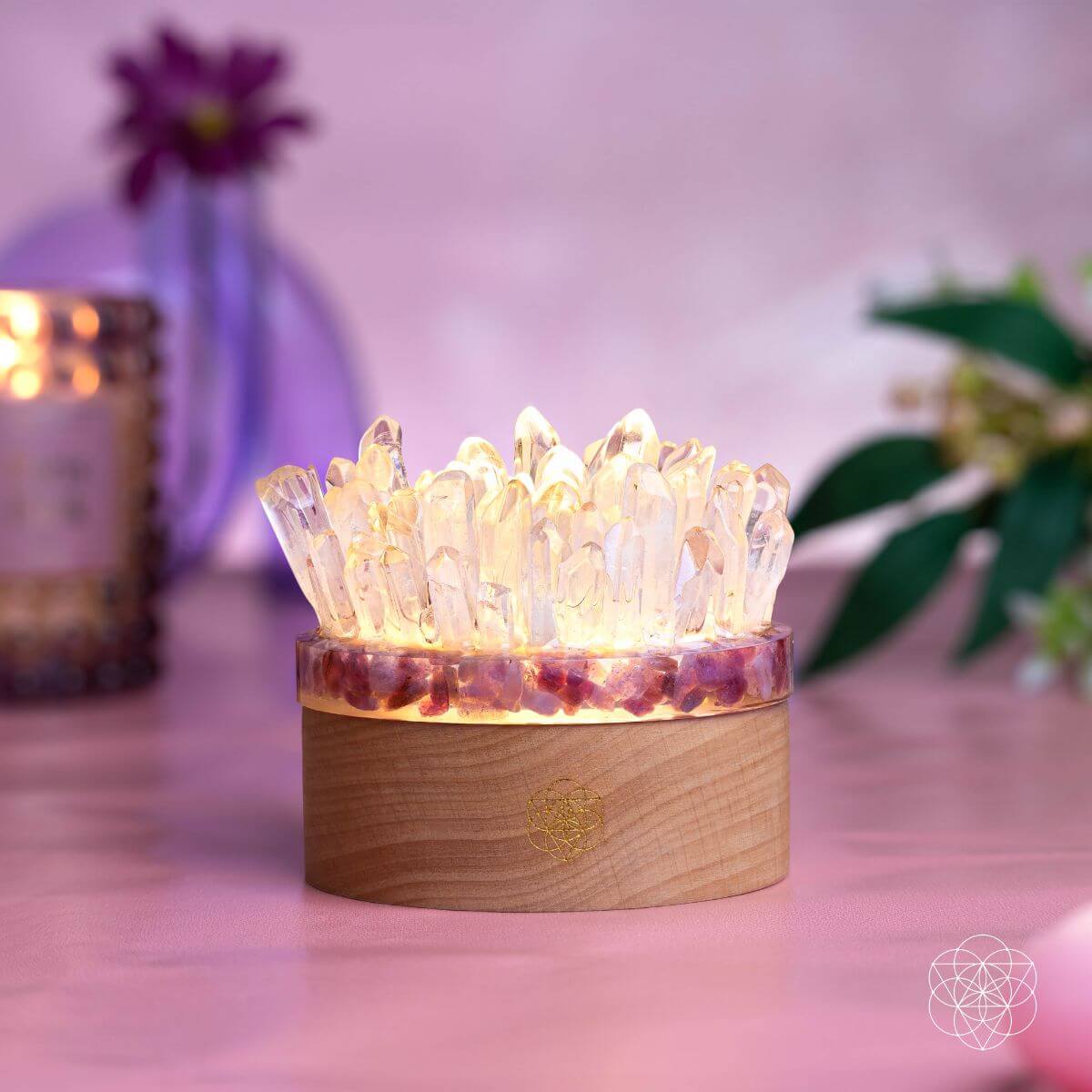 Find My Peace - Quartz &amp; Tourmaline Lamp of Blooming Tranquility