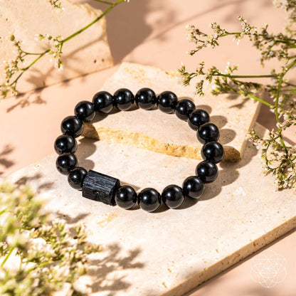 Habit Breaker - Black Obsidian &amp; Tourmaline Bracelet