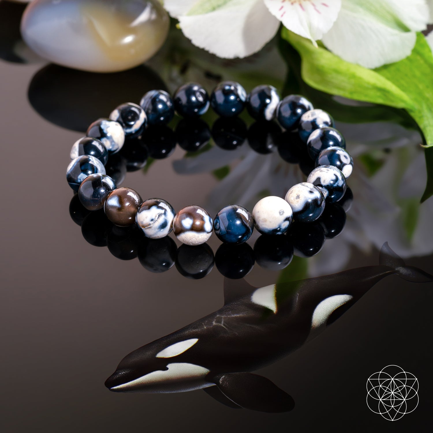 Exotic Orca Agate Bracelet of Deep Healing