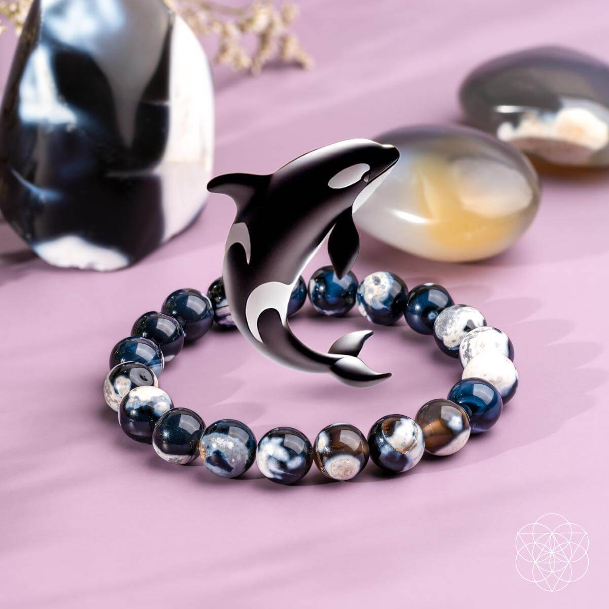 Pulsera de piedra de orca exótica de curación profunda