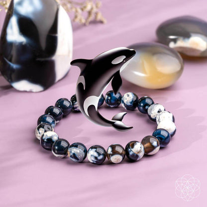 Exotic Orca Agate Bracelet of Deep Healing