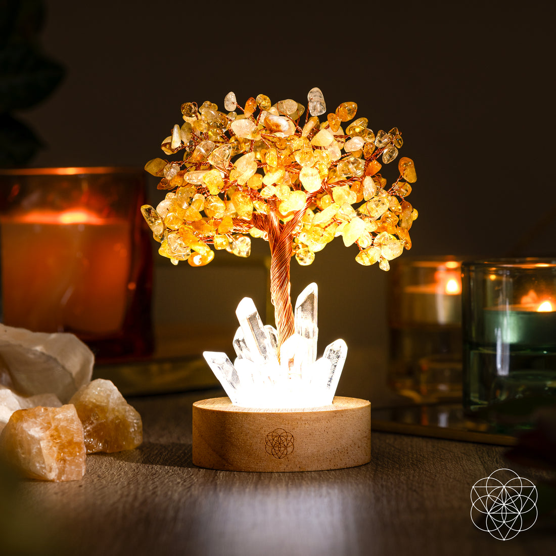 Golden Lamp of Wealth - Citrine Tree