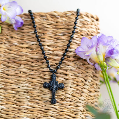 Heilige Rüstung: Schwarzes Obsidian Kreuz des Glaubens &amp; des Schutzes