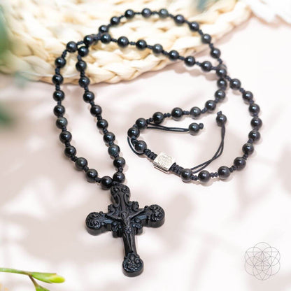 Sacred Armor: Black Obsidian Cross of Faith &amp; Protection