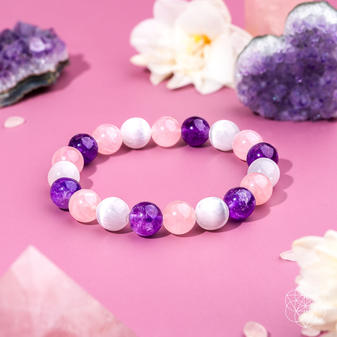 CI587 AMETHYST, SELENITE, PULHEGELE RQ BACELET