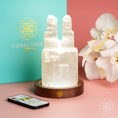 Two-Tower Selenite Lamp – Deep Energy Cleanse &amp; Reset